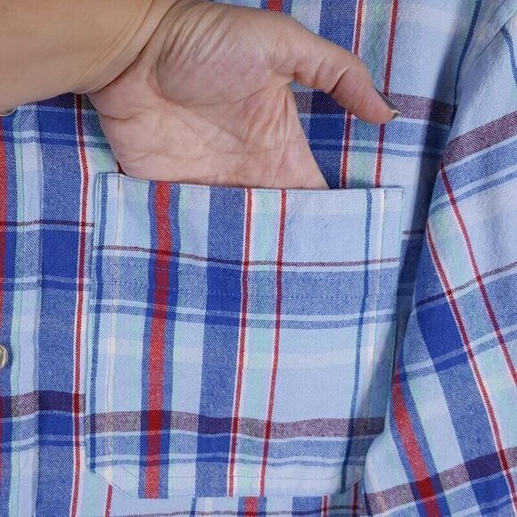 A.P.C. Shirt Mens XL Blue Plaid Button Up Pocket Long Sleeve Casual $270 - Picture 5 of 10
